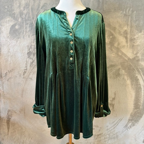 Kim Rogers Tops - Kim Rogers Velvet Holiday Christmas Comfy Elegant Blouse Sz XXL